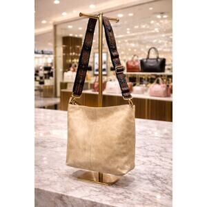 Art Deco Inspired PU Leather Crossbody Shoulder Bag - Beige